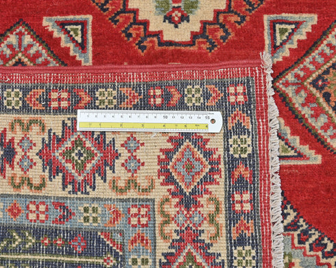 4x6 Red Kuba Afghan Hand Knotted Wool Area Rug